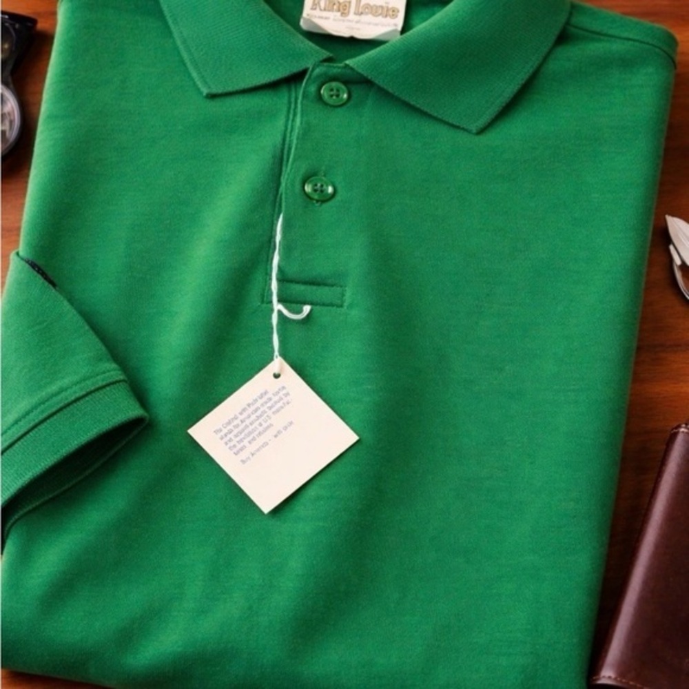 Vintage King Louie Creation Bowling Shirt Polo Golf S Small Green Made In USA